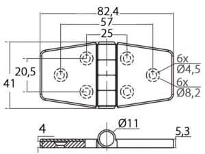 HINGE WITH COVER SHEET 41x82.4MM 5 9516007060m fullhd jpg