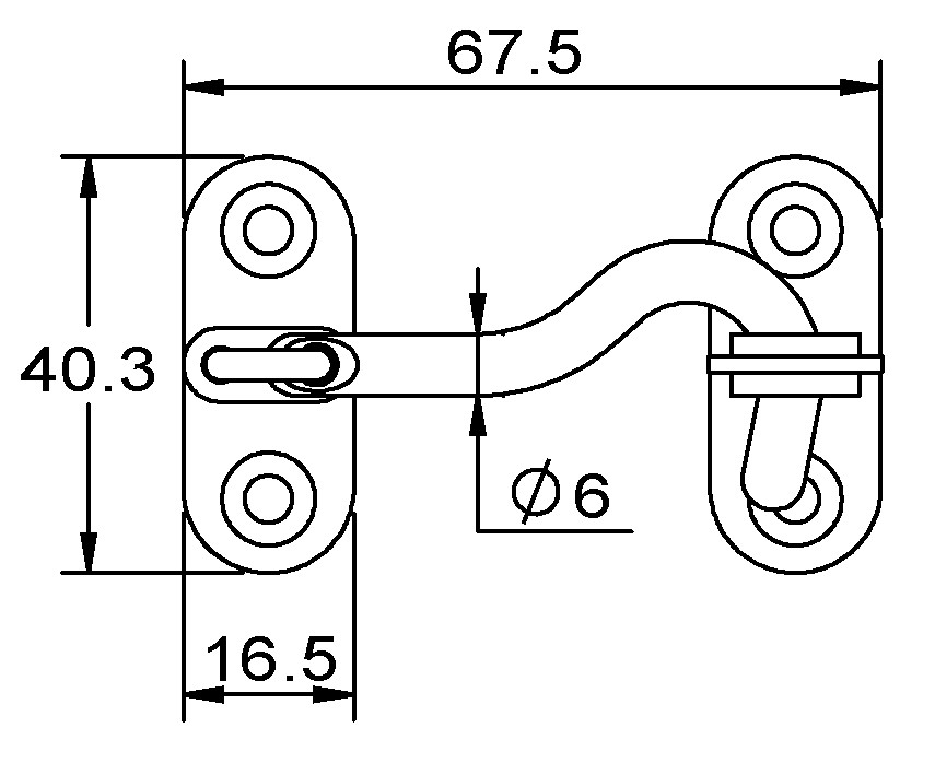 STAINLESS STEEL JOINT HOOK 67MM 2 STAINLESS STEEL JOINT HOOK 67MM - Image 2