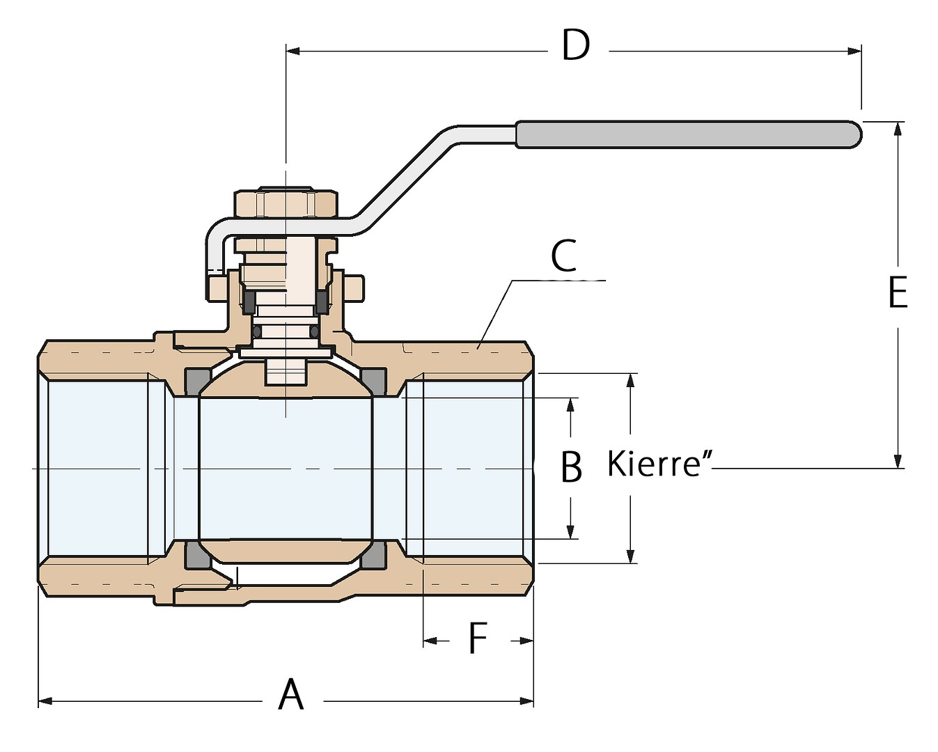 BALL VALVE BRONZE 3/4'' 3 BALL VALVE BRONZE 3/4'' - Image 3