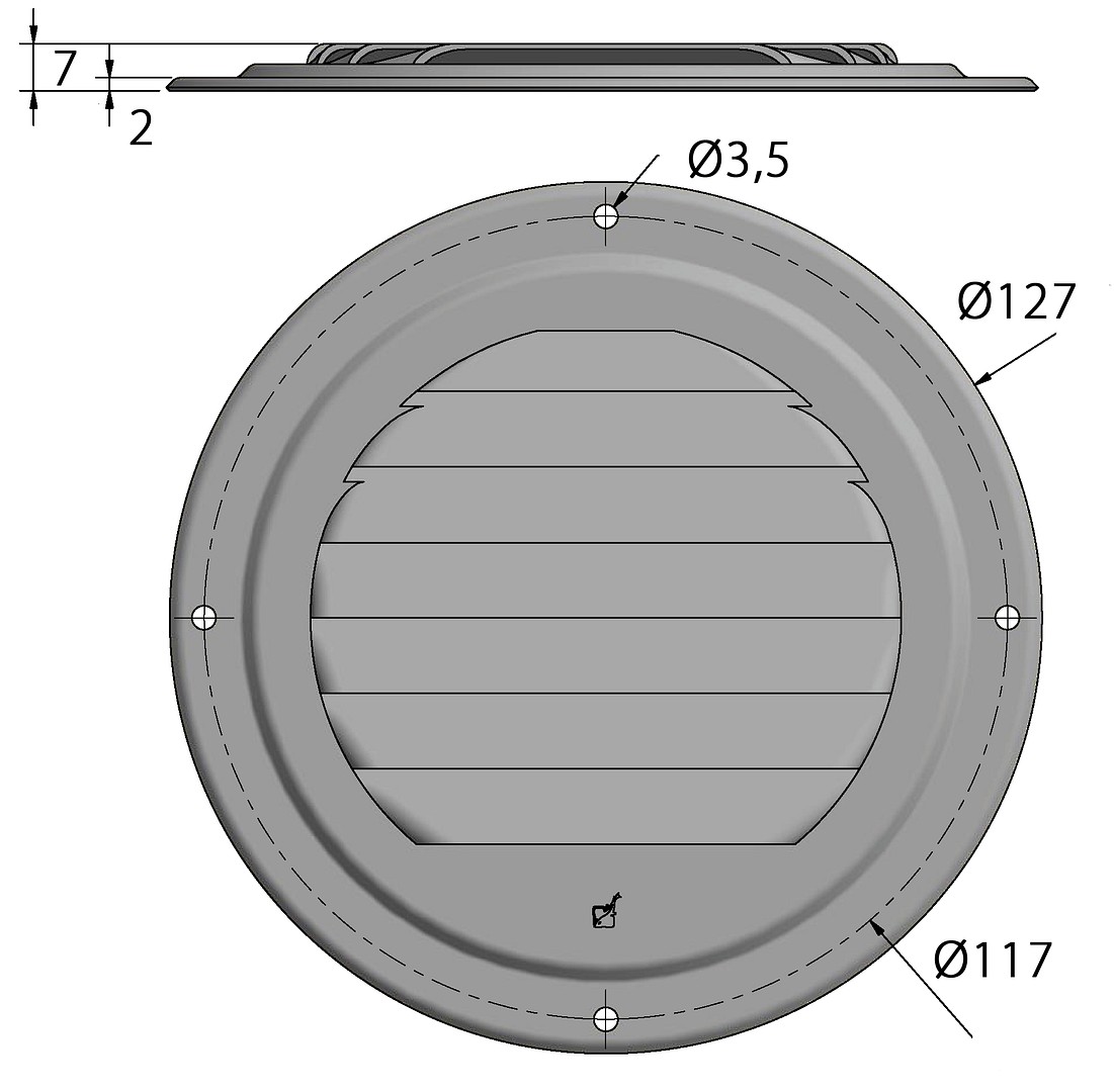 VALVE GRILLE BRASS 127MM 3 VALVE GRILLE BRASS 127MM - Image 3