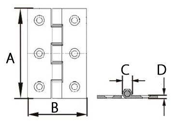 LEAF HINGE BRASS 65x35MM 2 LEAF HINGE BRASS 65x35MM - Image 2