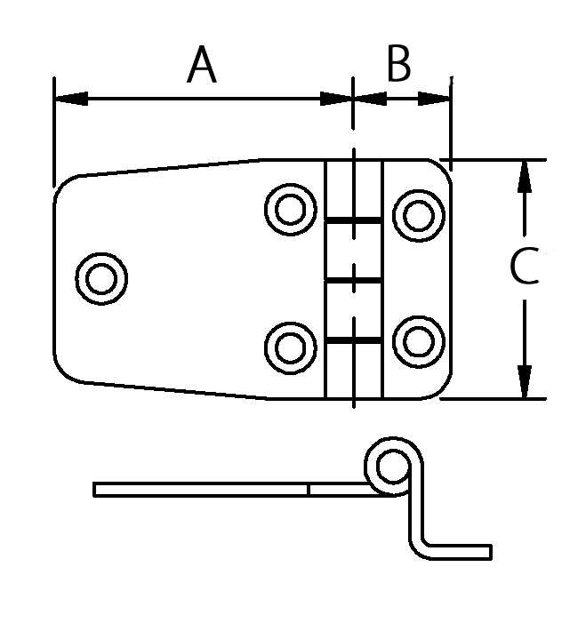 HATCH HINGE POLISHED AISI316, 38.5x64MM 2 HATCH HINGE POLISHED AISI316, 38.5x64MM - Image 2