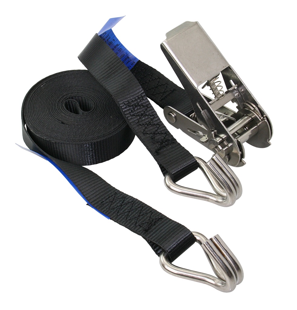 Ratchet and hook tensioning strap A2/PES 25mm 0.4+4.6m black 1 Ratchet and hook tensioning strap A2/PES 25mm 0.4+4.6m black