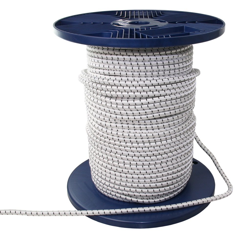 Rubber rope with polyester sheath, 5mm, white, 100m 1 Rubber rope with polyester sheath, 5mm, white, 100m