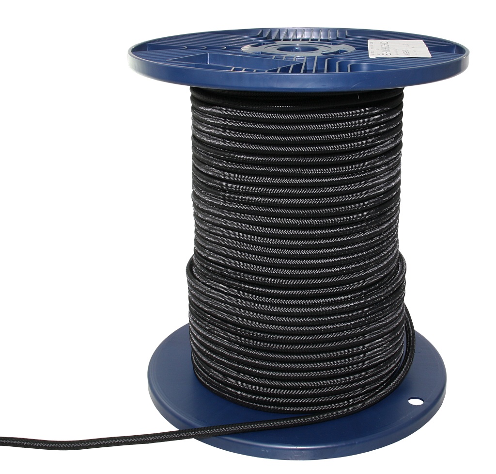 Elastic cord with polyester sheath, 3mm, black, 100m 1 Elastic cord with polyester sheath, 3mm, black, 100m