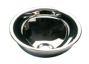 BARKA Washbasin, hemispherical, polished stainless steel, 200x100mm