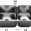 BARKA Double Sink Stainless Steel Polished 555x300x200mm 2 bk1513223