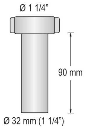 BARKA drain pipe, straight with 1¼" thread for 32mm hose