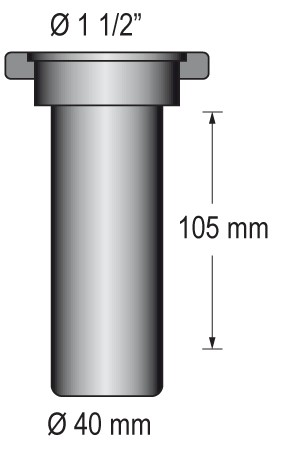 BARKA drain pipe, straight with 1½" thread for 40mm hose