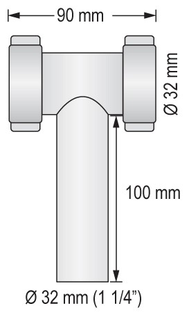 BARKA drain pipe, T-piece for pipe/hose 32mm