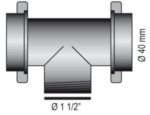 BARKA drain pipe, T-piece with 1½" thread for 40mm pipe