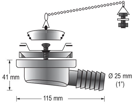 BARKA washbasin outlet with side outlet for 25mm hose 1 BARKA washbasin outlet with side outlet for 25mm hose