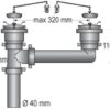 BARKA double sink outlet for 40mm hose