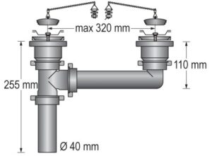 BARKA double sink outlet for 40mm hose