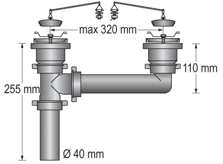 BARKA double sink outlet for 40mm hose 1 BARKA double sink outlet for 40mm hose