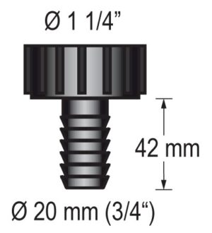 BARKA hose connector with 1-1/4" thread for 19mm hose