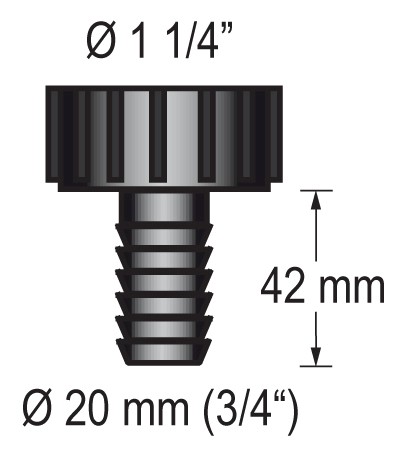 BARKA hose connector with 1-1/4" thread for 19mm hose 1 BARKA hose connector with 1-1/4" thread for 19mm hose