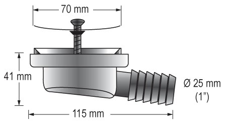 BARKA shower tray outlet with side outlet for 25mm hose 1 BARKA shower tray outlet with side outlet for 25mm hose