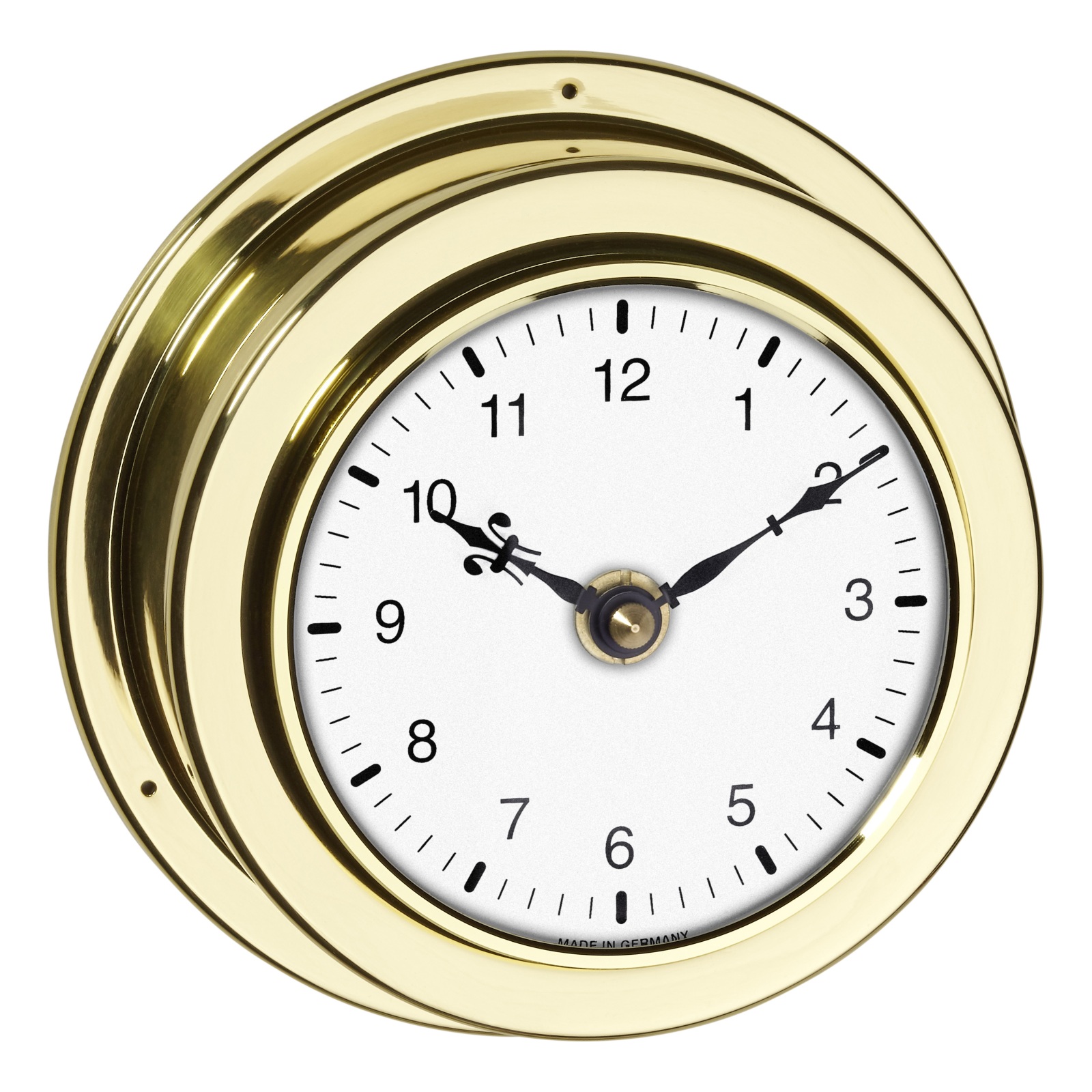 Ship's clock, maritime style, polished brass, scale 95mm, 140x56mm 1 Ship's clock, maritime style, polished brass, scale 95mm, 140x56mm