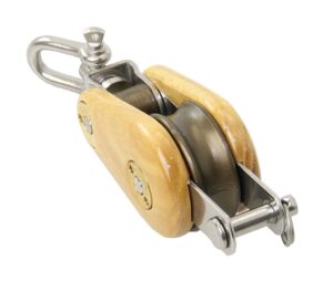 BARTON Victory single block, spherical, wood 45mm, rope 10mm, shackle/U-bolt