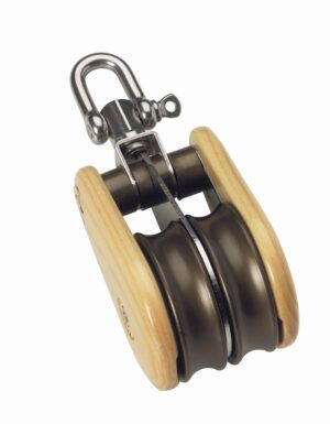 BARTON double block, spherical, wood, 45mm, swivel shackle