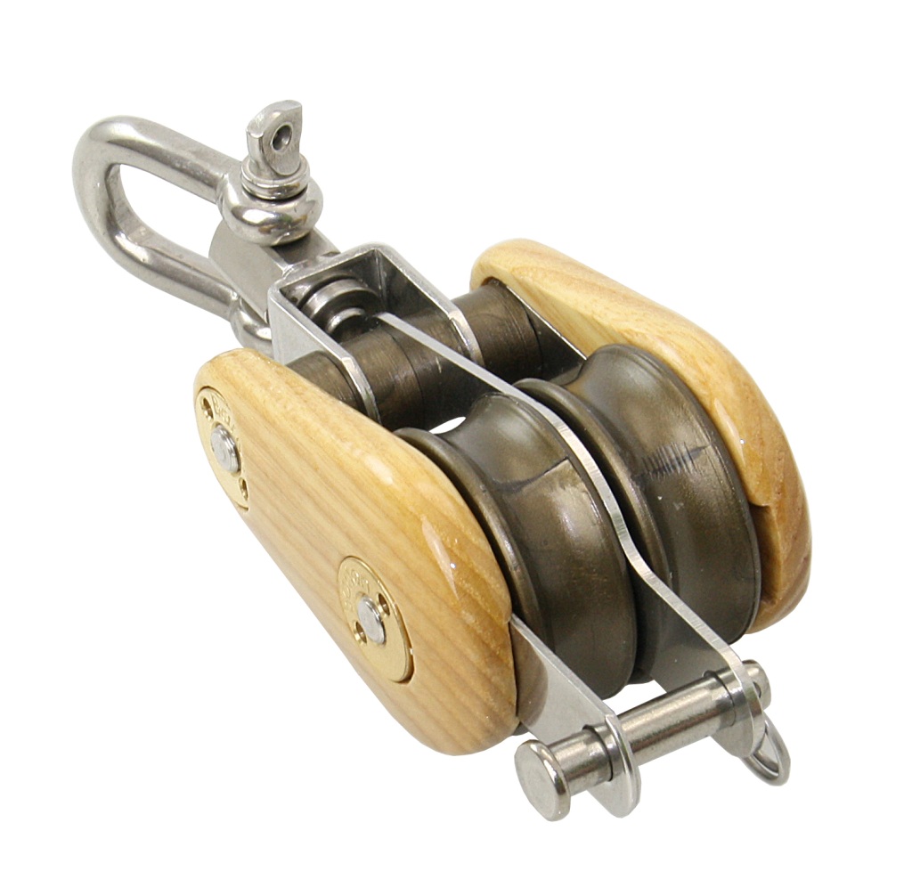 BARTON Victory double block, spherical, wood, 45mm, swivel shackle/U-shackle 1 BARTON Victory double block, spherical, wood, 45mm, swivel shackle/U-shackle
