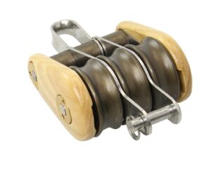 BARTON Victory Triple Block, Spherical Wood 30mm, Rope 8mm, Headband/U-Bracket