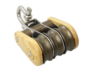 BARTON Triple Block, Spherical, Wood 45mm, Rope 10mm, Swivel Shackle
