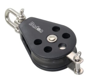 BARTON Single sliding block 30mm, rope 8mm, swivel shackle/U-shackle