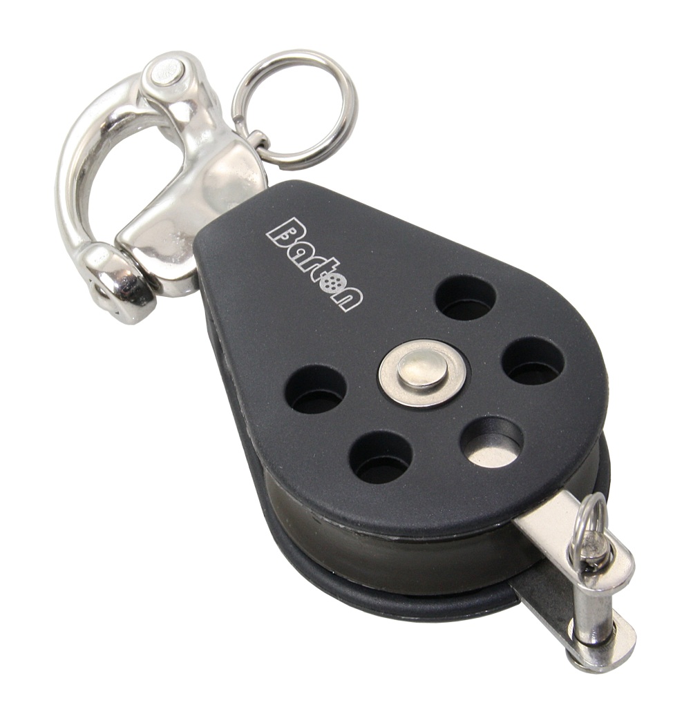 BARTON Single sliding block 45mm, rope 10mm, snap shackle/U-shackle 1 BARTON Single sliding block 45mm, rope 10mm, snap shackle/U-shackle
