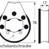 Reefing line block, spherical, 56mm, rope 12mm, for railing 25mm 3 bu25