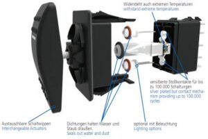 CARLING Rocker Switch Base V-Series 1-pole On/Off/On Green LED