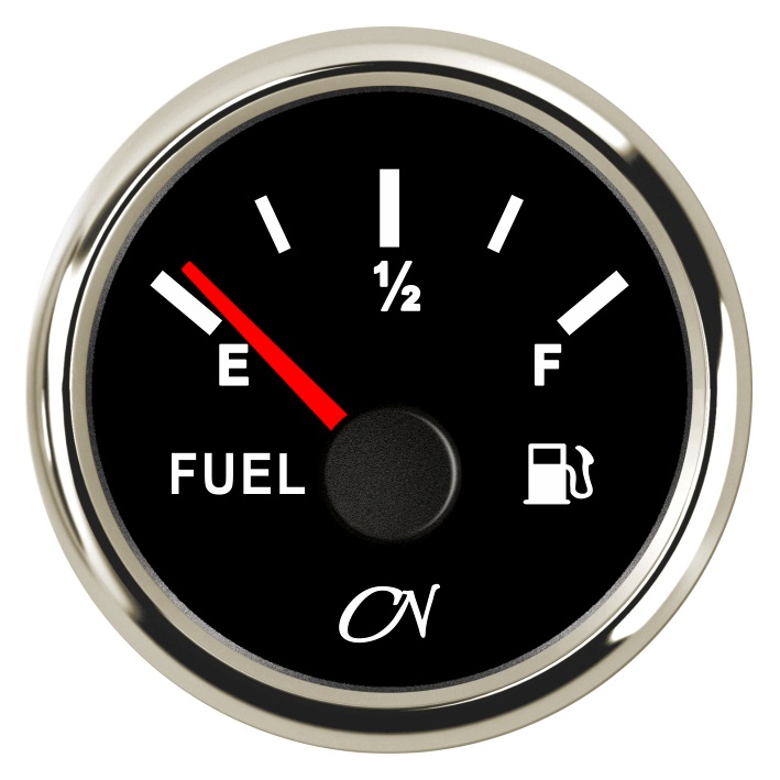 CN Fuel Tank Gauge Analog 12/24V 57mm Black/Chrome 1 CN Fuel Tank Gauge Analog 12/24V 57mm Black/Chrome
