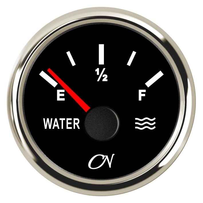 CN Water Tank Gauge Analog 12/24V 57mm Black/Chrome 1 CN Water Tank Gauge Analog 12/24V 57mm Black/Chrome
