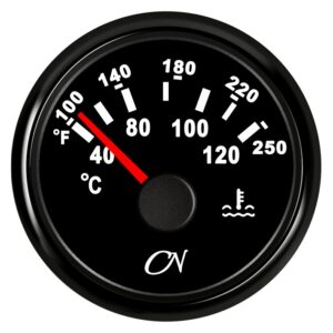 CN Coolant Temperature Gauge Analog 12/24V 57mm Black