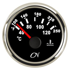CN Coolant Temperature Gauge Analog 12/24V 57mm Black/Chrome