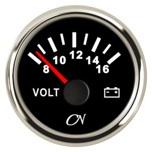 CN Voltmeter display analog 12V 57mm 8-16V black/chrome