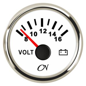 CN Voltmeter display analog 12V 57mm 8-16V white/chrome