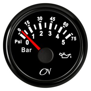 CN Analog Oil Pressure Gauge 12/24V 57mm 0-5bar Black