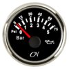 CN Analog Oil Pressure Gauge 12/24V 57mm 0-5bar Black/Chrome
