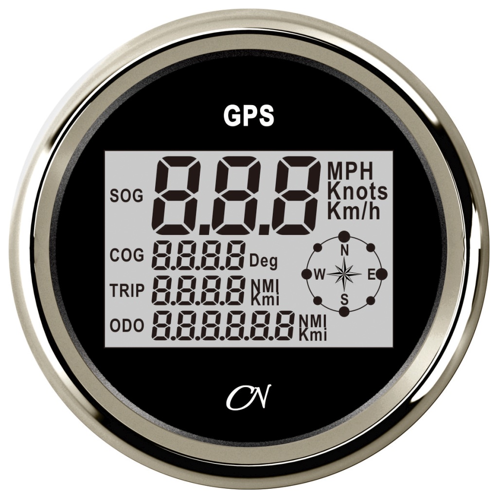 CN GPS speedometer incl. compass digital 12/24V 96mm black/chrome 1 CN GPS speedometer incl. compass digital 12/24V 96mm black/chrome