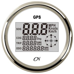 CN GPS speedometer incl. compass digital 12/24V 96mm white/chrome