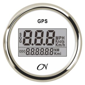CN GPS speedometer digital 12/24V 57mm white/chrome