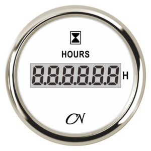 CN digital operating hours counter 12/24V 0-99999.9h white/chrome