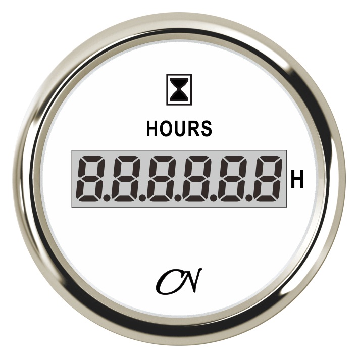 CN digital operating hours counter 12/24V 0-99999.9h white/chrome 1 CN digital operating hours counter 12/24V 0-99999.9h white/chrome