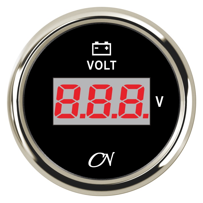 CN Voltmeter Display Digital 12/24V 57mm 9-32V Black/Chrome 1 CN Voltmeter Display Digital 12/24V 57mm 9-32V Black/Chrome