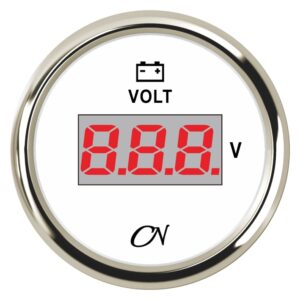 CN Voltmeter Display Digital 12/24V 57mm 9-32V White/Chrome