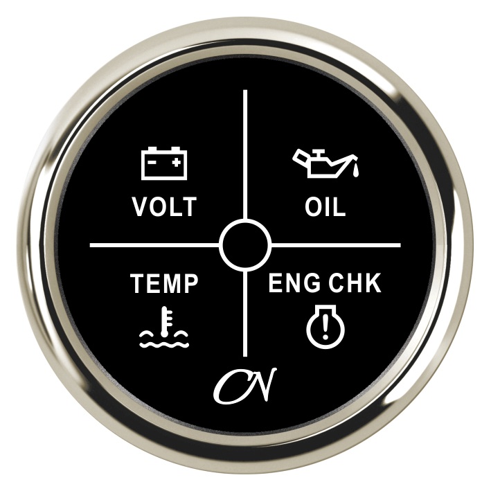 CN LED alarm indicator with 4 functions 12/24V 57mm black/chrome 1 CN LED alarm indicator with 4 functions 12/24V 57mm black/chrome