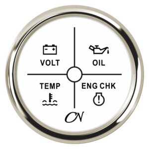 CN LED alarm indicator with 4 functions 12/24V 57mm white/chrome
