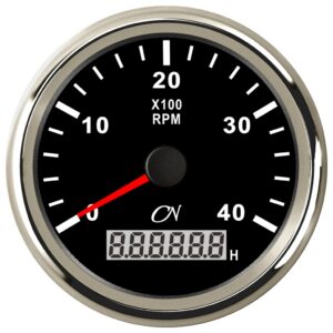 CN speed indicator with operating hours 12/24V 96mm black/chrome